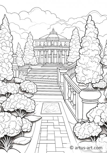 Pagina da colorare del giardino formale